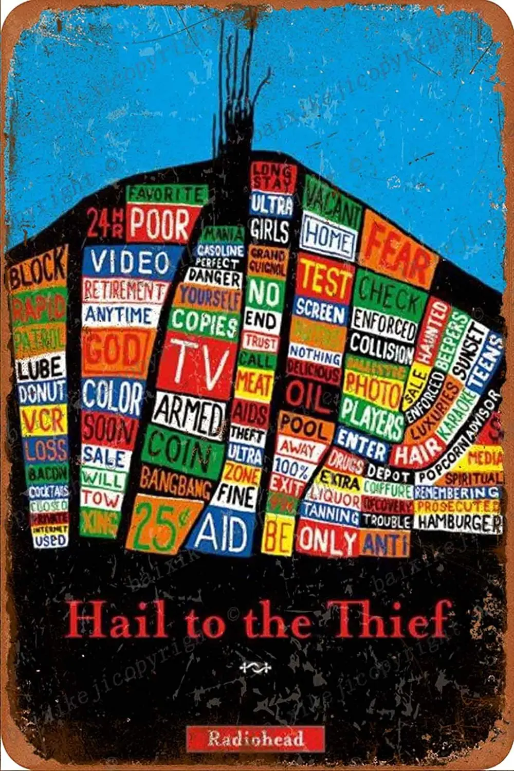 

Radiohead Hail to The Thief Tin Sign Vintage Metal Sign Poster Home Wall Decor Cafe Bar Pub Club Gift