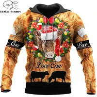 2021 autumn mens hoodie cute cow christmas 3d all over printed hoodies and sweatshirt unisex casual stree sportswear dw774