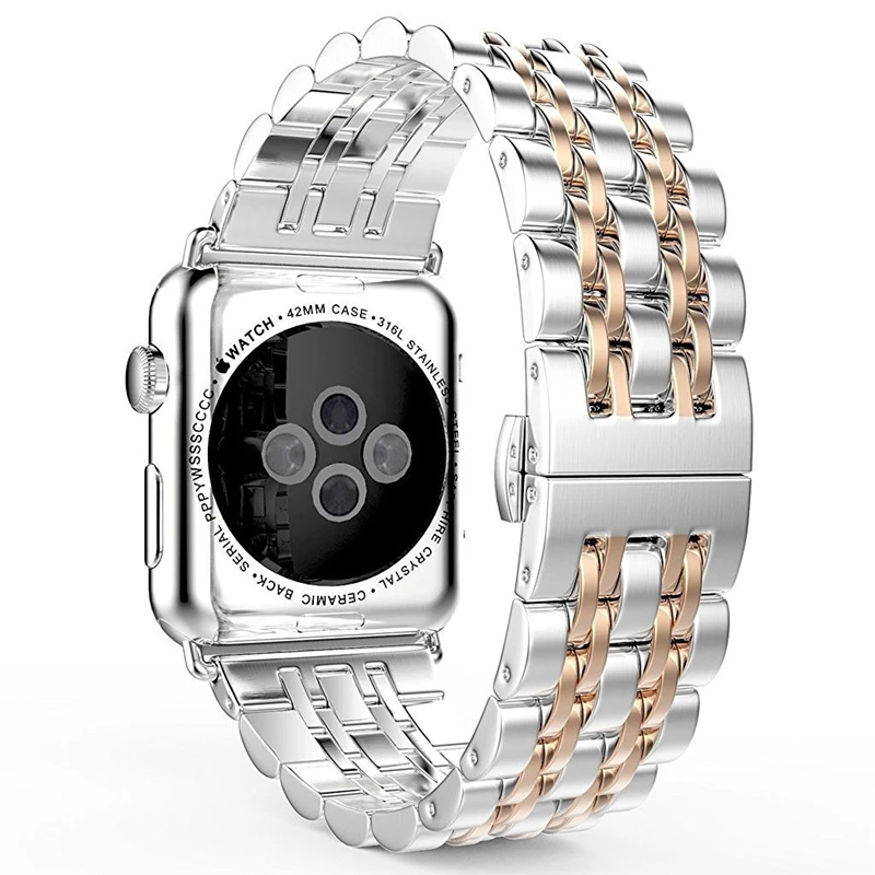 

Strap For Apple Watch band 44mm 40mm apple watch 5 4 3 iwatch band correa Stainless Steel pulseira Butterfly watchband belt