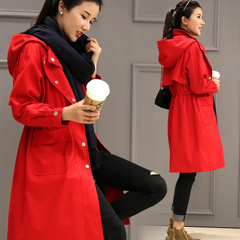 

Женский однобортный непромокаемый плащ с капюшоном, свободная ветровка на шнуровке, деловая верхняя одежда, осень 2020