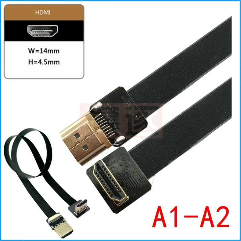 

FPV HDMI-Type A Male UP Down Angled 90 Degree To HDMI-Male HDTV FPC Flat Cable For Camera TV Multicopter Aerial Photography