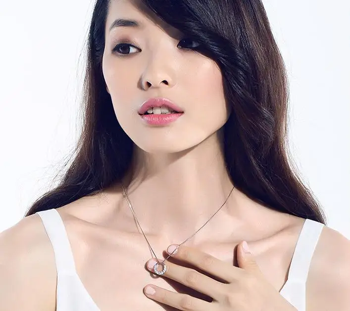 Ожерелье из серебра 925 пробы с круглым кристаллом | Украшения и аксессуары