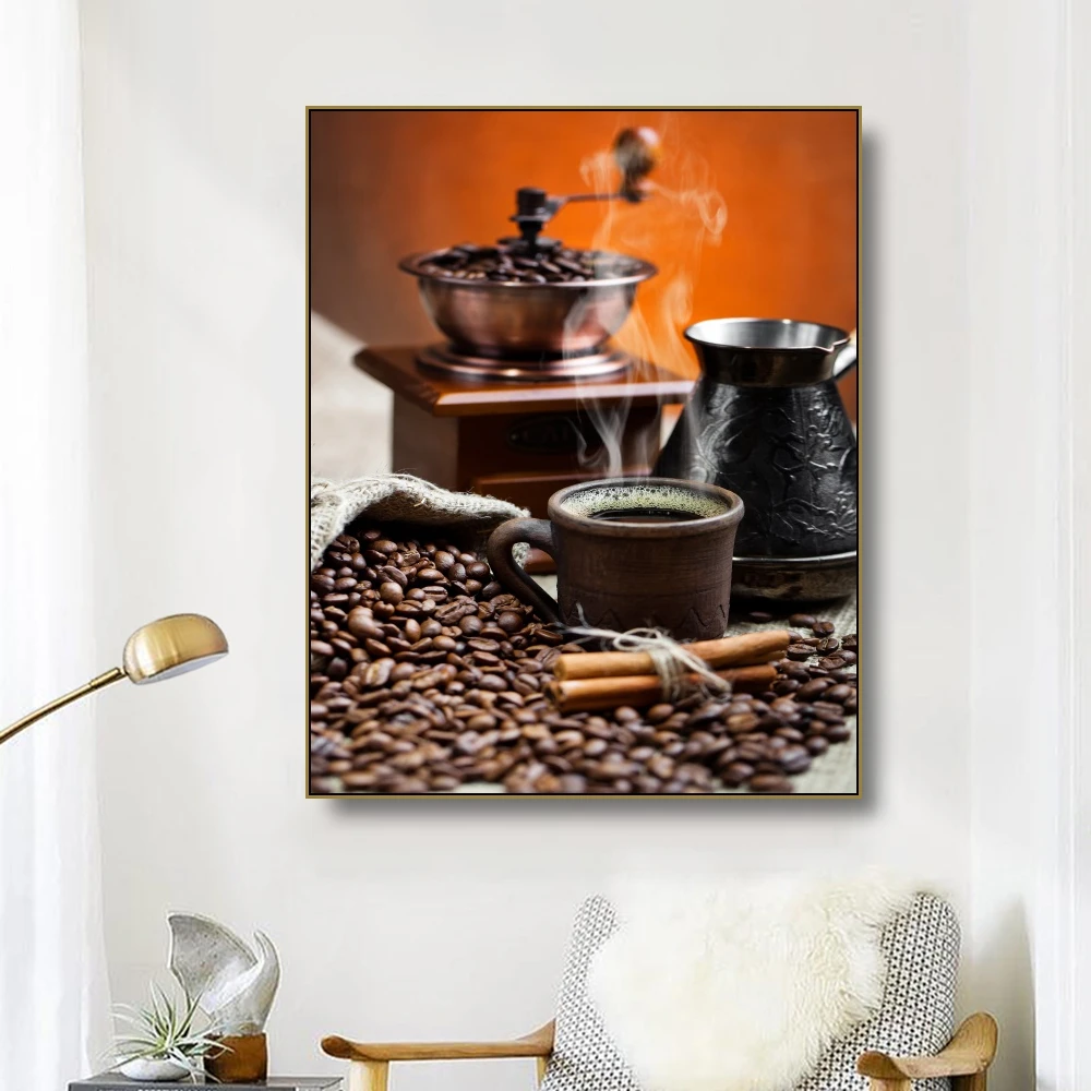 

Laeacco Coffee Gourmet Still Life Canvas Painting Posters Prints For Living Room Restaurant Wall Pictures Home Art Decor