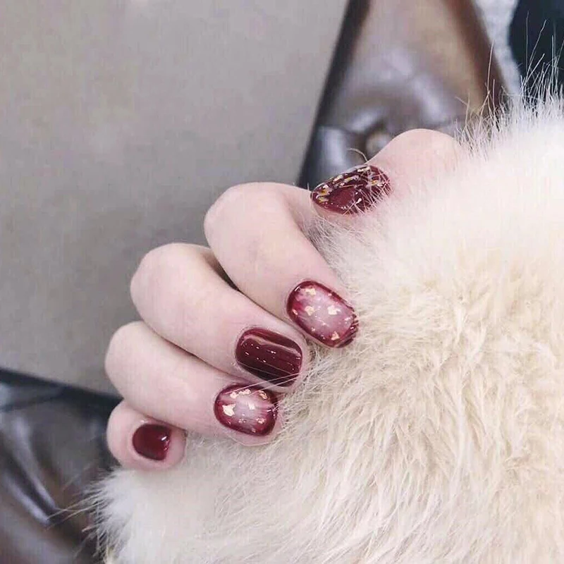 24 шт./компл. 3D накладные ногти наклейки Свадебные Благородные красные винные