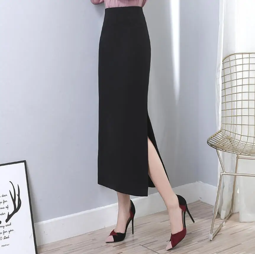 plus size 5XL!New Arrivals Winter Thick Wool Long Skirts For Women High Waist Casual Split Woolen Slim Pencil Skirt | Женская одежда