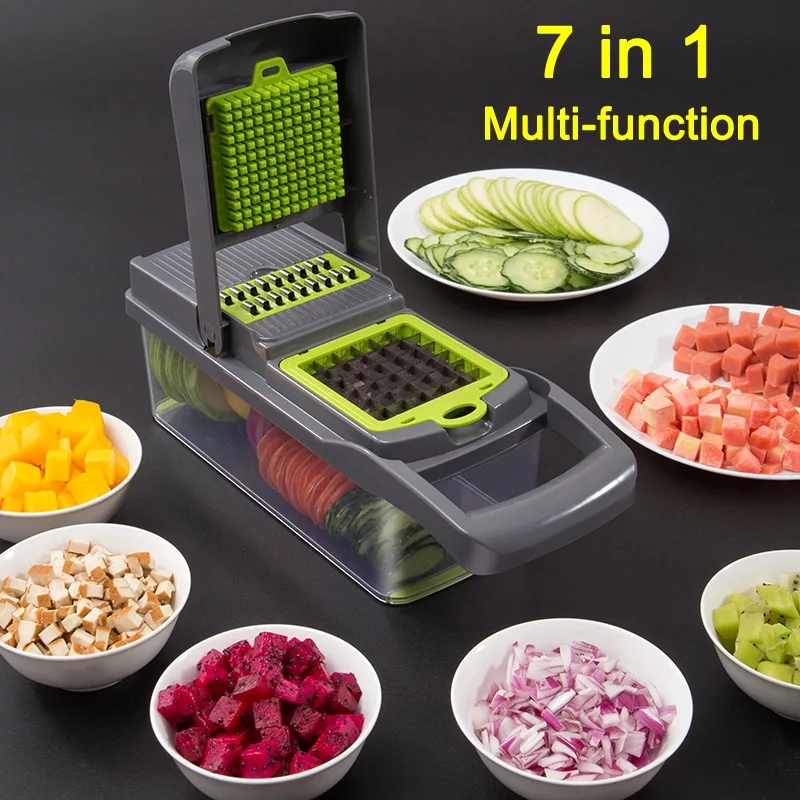 

Food Chopper Vegetable Fruit Cheese Onion Chopper Slicer Dicer Cutter Grater 12 in 1 Veggie Chopper MAZI888