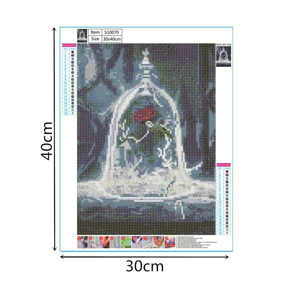 

5D Diamond Painting Rose in Bell Frameless DIY Diamond Painting for Home Decoration