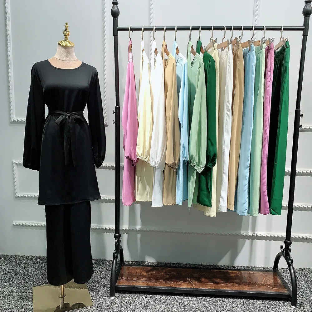 

Muslim 2 Pieces Sets Dubai Abaya Muslim Tops and Pants Suits Female Kaftan Oman Turkish Hijab Muslim Islamic Dress Ramadan Ropa