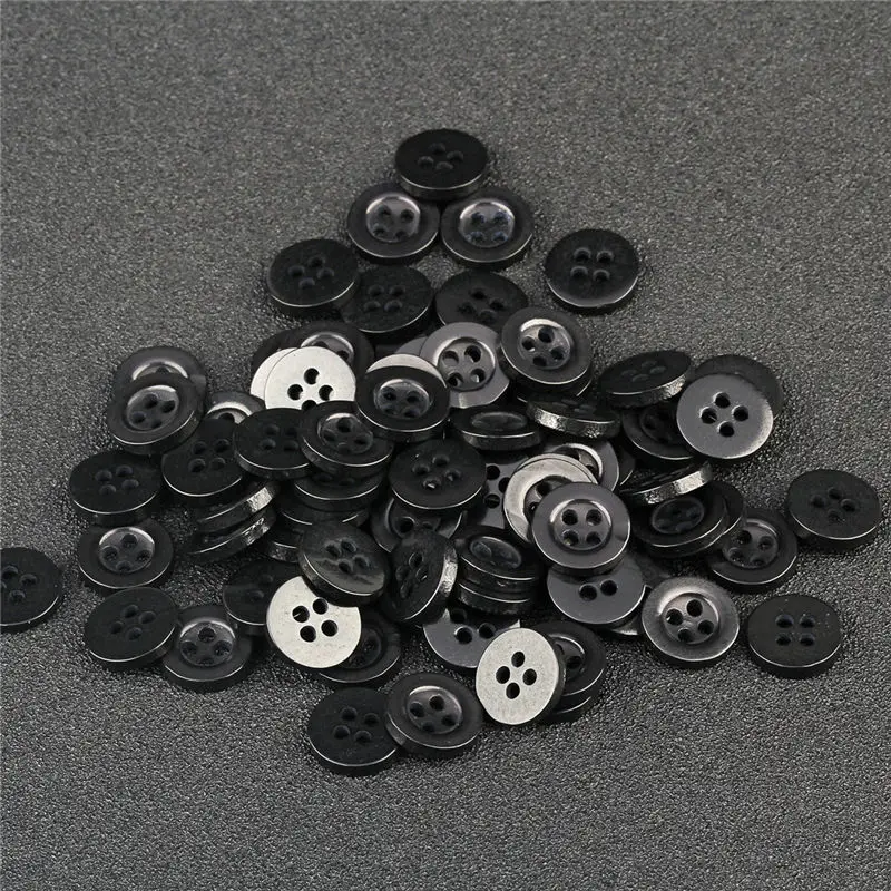 LB56 black 100 шт./лот, одноцветные мини-кнопки, прозрачные, белые, черные, резиновые, круглые плоские с оборота кнопки, сделай сам, шитье, Детские аксессуары для рубашек, одежды - Цвет: LB56 black