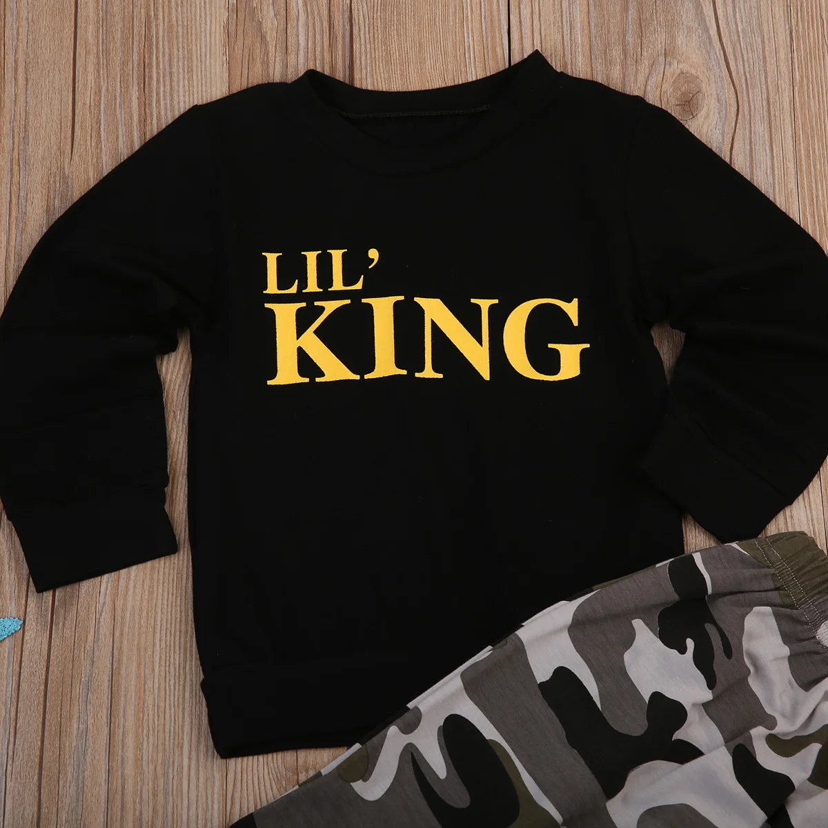 

Children toddler boy clothing set Letter Long Sleeve Pullover Tops+Camouflage Pant Trouser 2PCS Outfit Kids Clothing Set