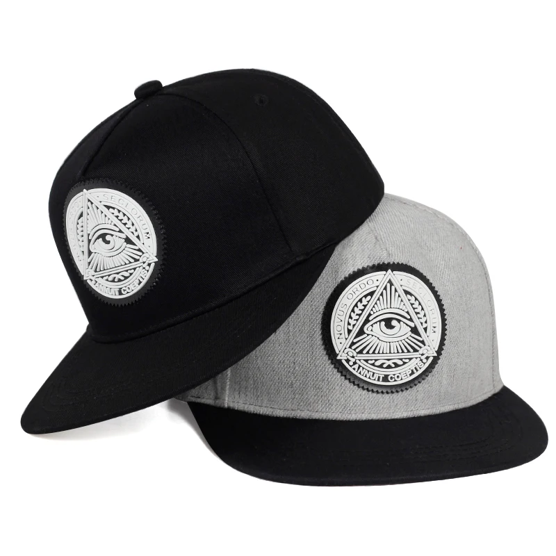 Классический 5 панелей Хлопка snapback 3d глаза Бога пластиковая накладка мужские