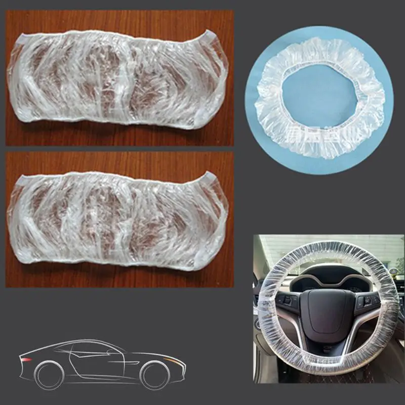 

100pc Universally Car Disposable Plastic Steering Wheel Cover Waterproof For Car