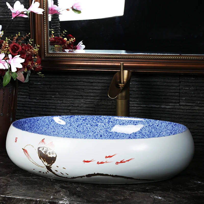 

Художественная раковина JINGYUN в китайском ретро-стиле для ванной комнаты, Бытовая керамика