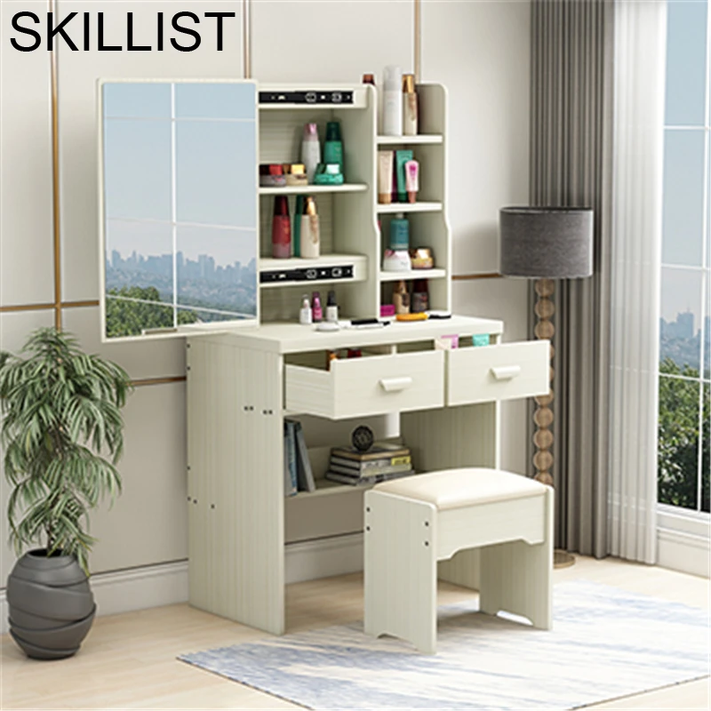 Да Letto Chambre Coiffeuse Avec Miroir Mdf Mueble Dormitorio Dresser Tocador De Maquillaje деревянный стол кварто