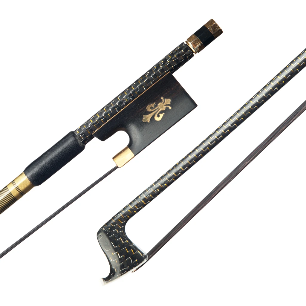 Улучшенный 4/4 скрипки Лук золотой Шелковый плетеный из углеродного волокна лук