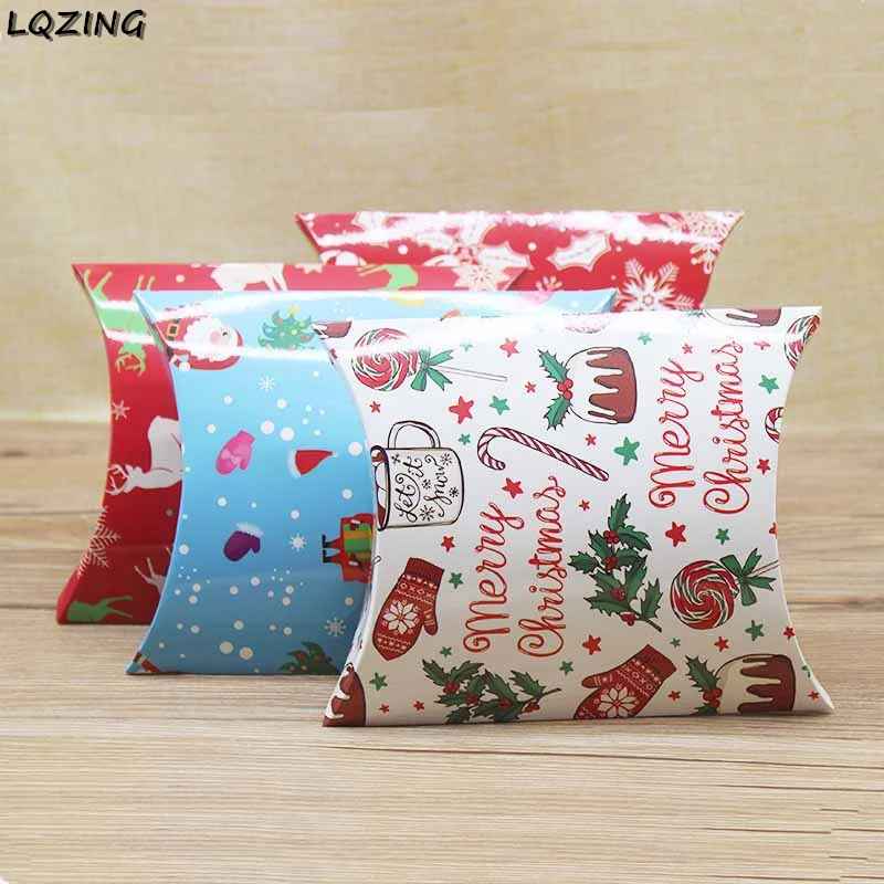 

50 шт., праздничный Подарочный пакет, подушка в форме рождественского лося, стандартная упаковочная сумка, бумажные конфеты, сувениры для веч...
