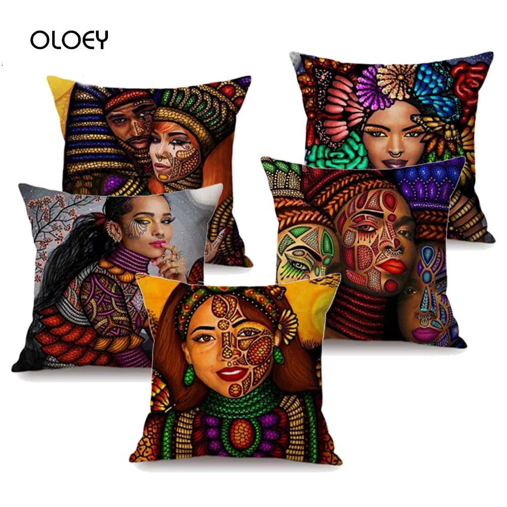 Красочные африканская королева девушки уход за кожей лица живопись полиэфирная