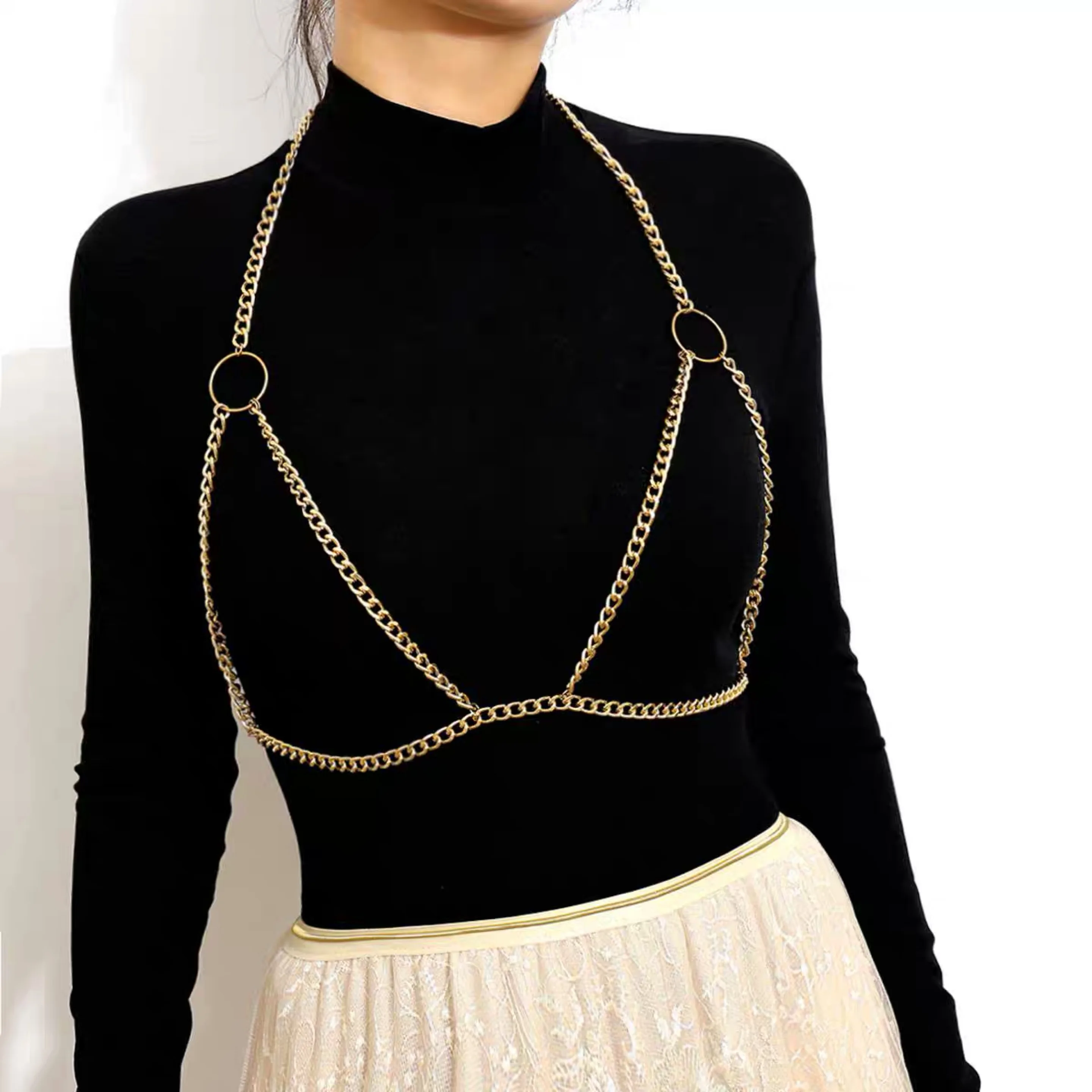 Богемная простая цепочка с большим кольцом на талию пикантное бикини нагрудная