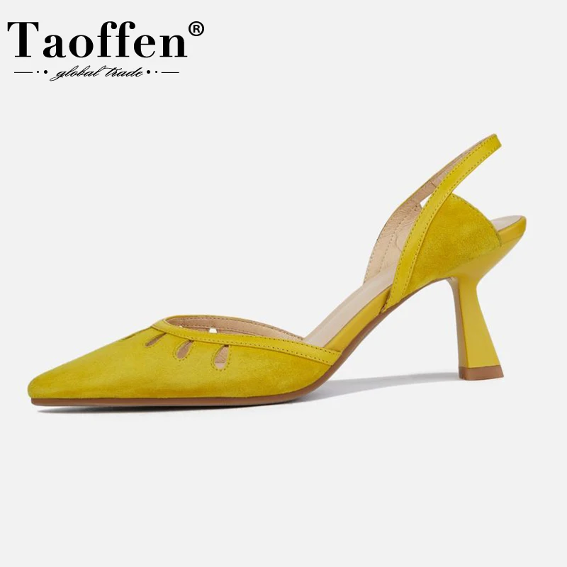 

TAOFFEN/Размеры; Большие размеры 33-40 женские туфли-лодочки на высоком каблуке, сандалии из натуральной кожи босоножки на высоком каблуке; Женск...