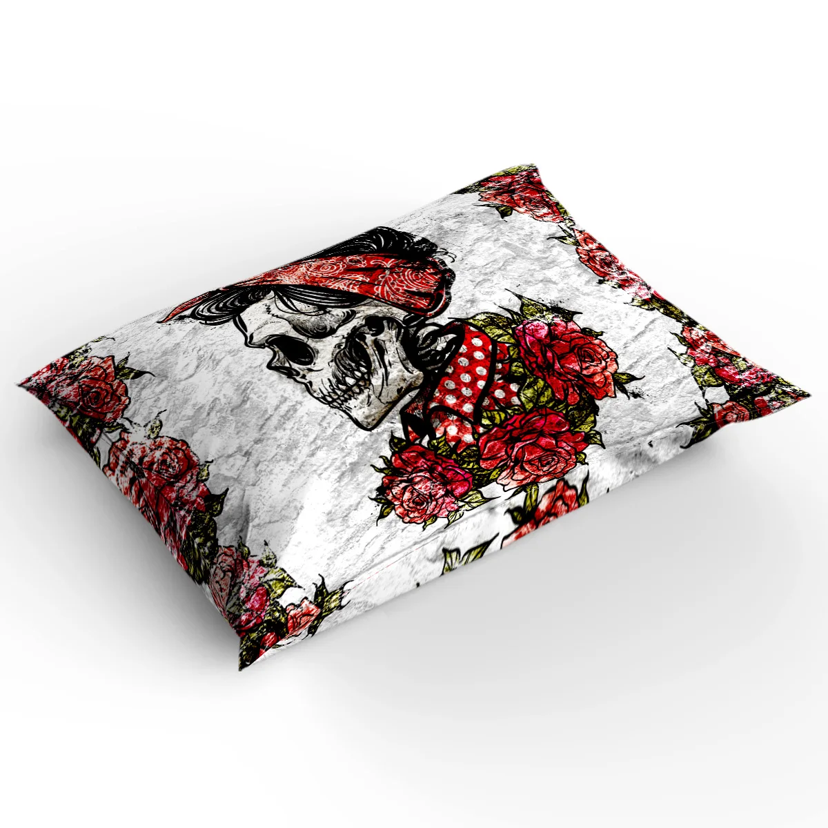 Комплект постельного белья из одеяла с красными цветами и черепом Мексиканский 4