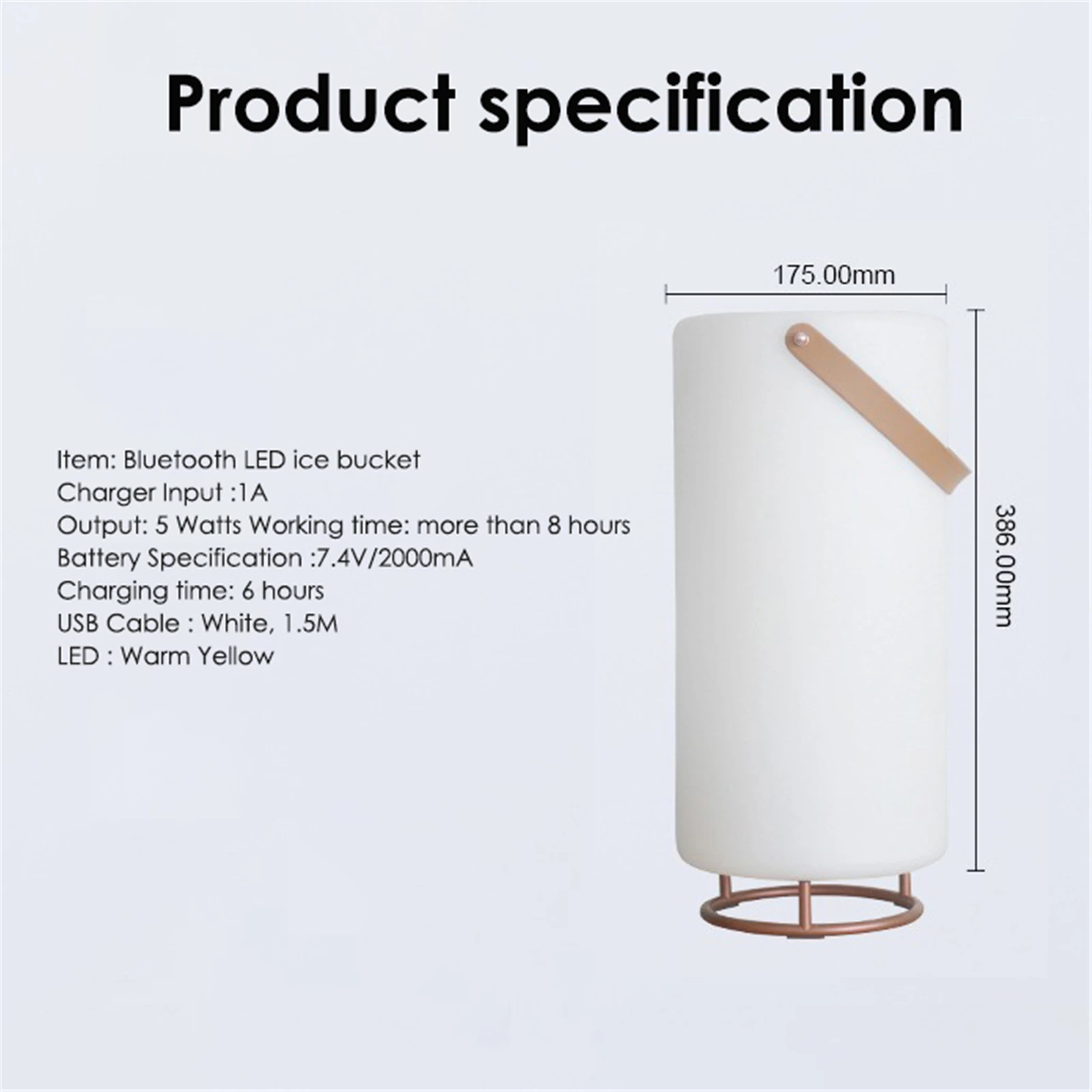 

AUPORO Multifunctional Ice Bucket with LED Warm Light and Speaker Cooler Waterproof for Home Bar Chilling Beer Champagne Wine