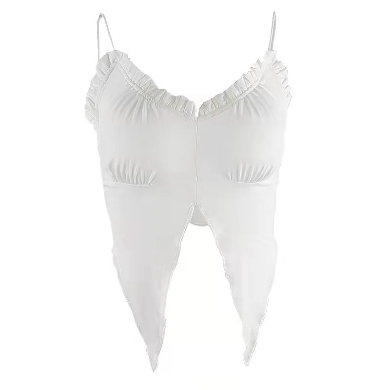 

White Crop Top Women's Tube Top Sexy Cami 2021 Fashion Irregular Backless Bandage Tanks Camis Spring Summer Clothes Corset Top