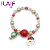 2022 christmas bracelet charm ornaments snowflake christmas tree pendant beaded bracelet childrens wholesale christmas gifts