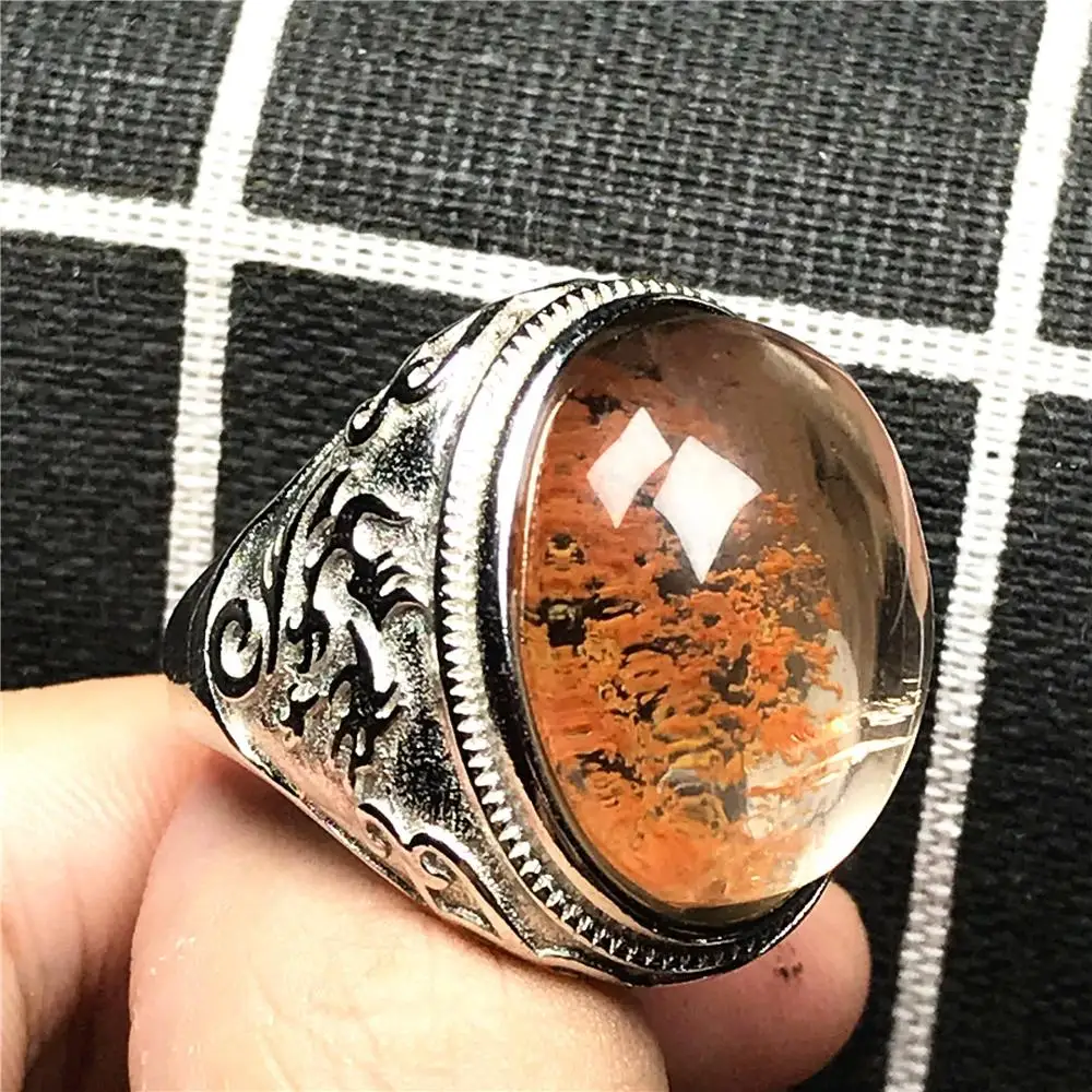 100% натуральное призрачное фантомное кварцевое кольцо ювелирные изделия для