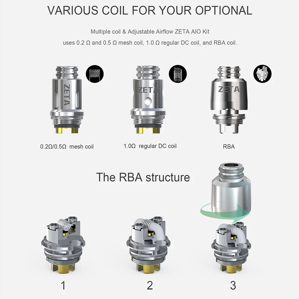 Оригинальный вейп набор Think Vape ZETA AIO 60 Вт электронная сигарета RBA MESH с батарейным