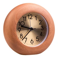 retro small round egg alarm clock mute desk clock beech clock sabili small night light whole wood alarm clock