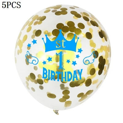 1/2/3 Years Old Baby Kids Birthday 12inch Crown Confetti Transparent Latex Balloon Set Boy Girl Happy Party Supplies | Дом и сад