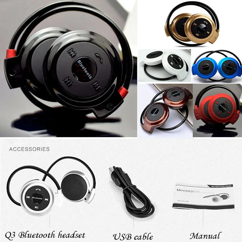 Multi-цветы Bluetooth Беспроводной наушники для бега с защитой от пота Спортивная стерео гарнитура для уха, мини-карта флэш памяти TF MP3 музыкальный плеер