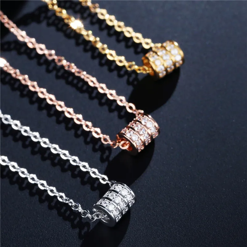 UILZ Новое поступление кубический циркон цилиндрическая Подвеска Ожерелье для