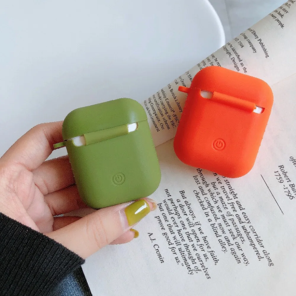 For Airpods No Face Man Silicone Case Protective Cover Fundas for Apple airpods 2 Accessories box with finger Anti-lost ring
