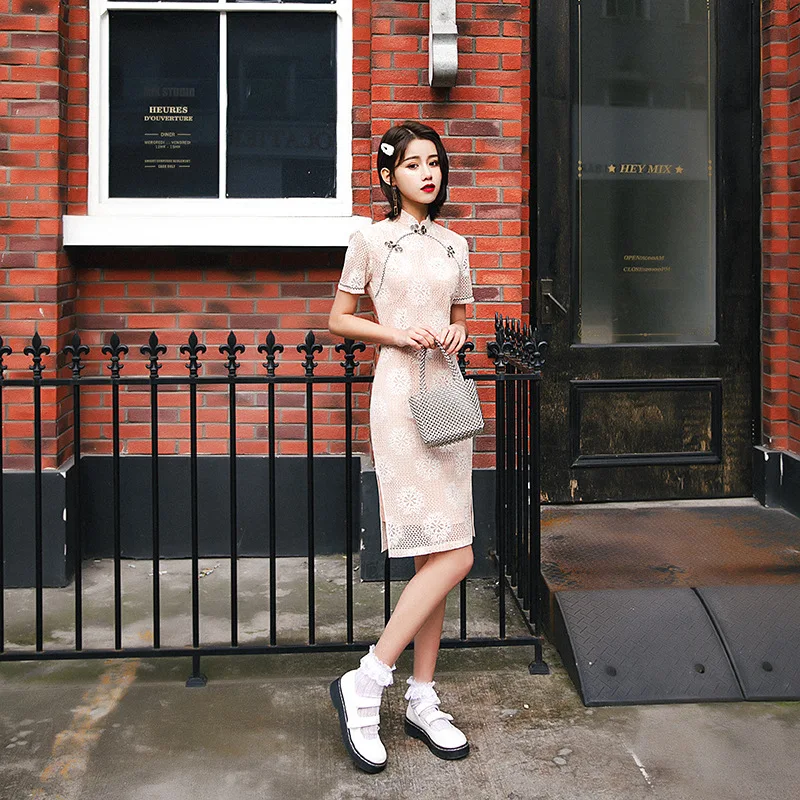 Платье-Ципао для молодых девушек длинное платье в традиционном китайском стиле