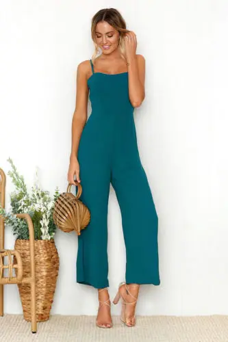 

New Arrival Simple Womens Fashion Slim Sleeveless Pants Suspender Trousers Jumpsuit Casual Rompers