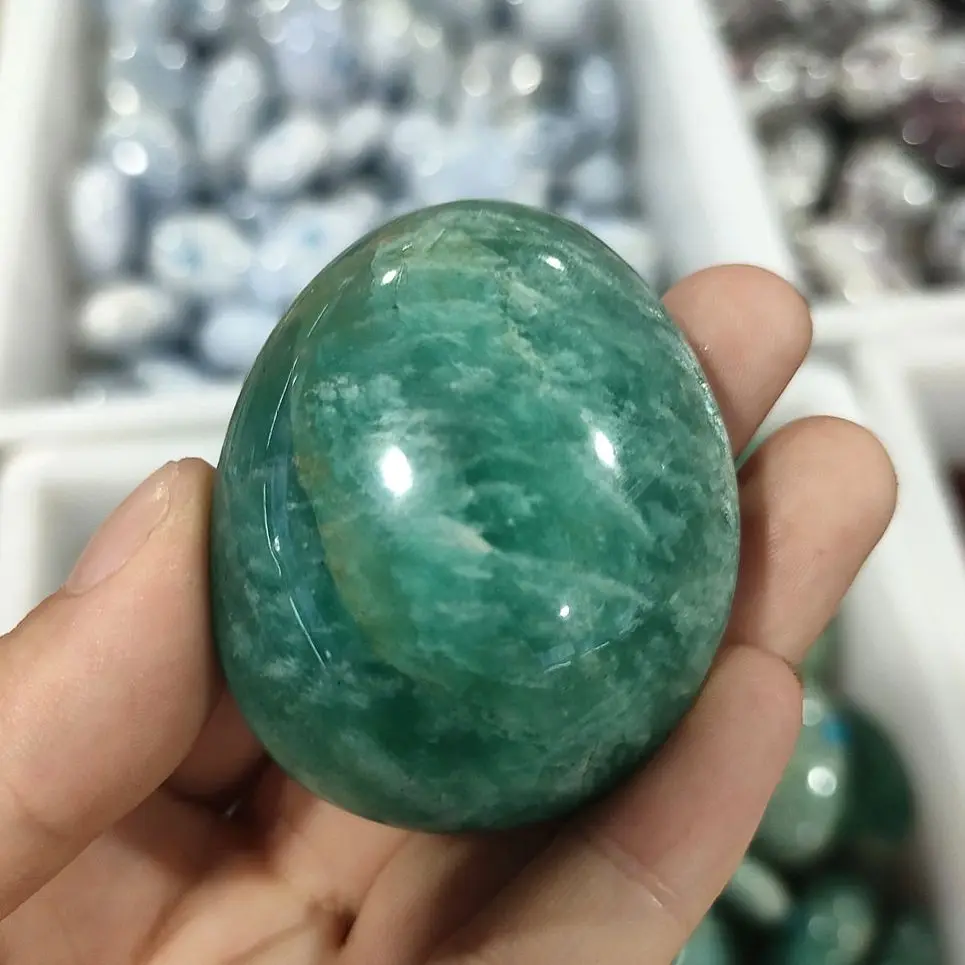 

1 шт. натуральный кристалл, Амазонит, пальмовый камень, полированный Карманный лечебный минеральный кристалл, волшебные камни