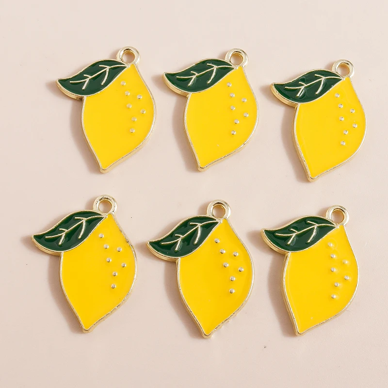 

10pcs 17*21mm Enamel Lemon Charms Pendants ummer Fruit Charms for Necklaces Earrings DIY Jewelry Making Accessories