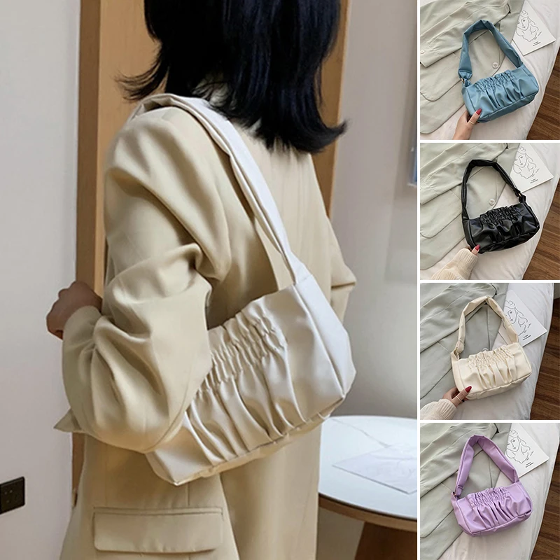 

Women Pleated Handbag Cloud Bags PU Shoulder Bag Tote Bag Underarm PackBag