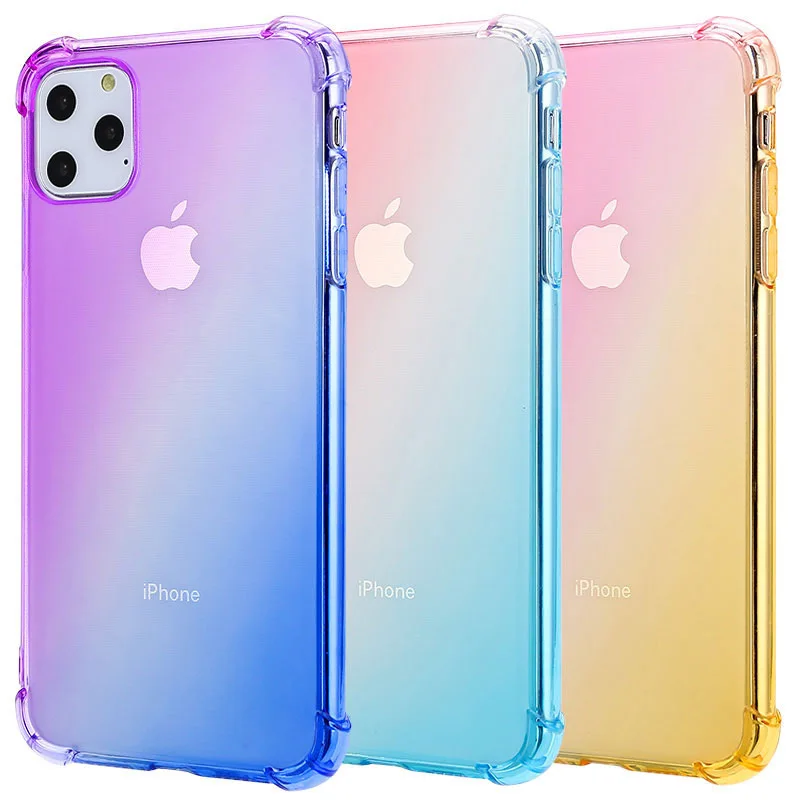 Цветной прозрачный градиентный чехол для iPhone 11 Pro Max Fundas мягкий силиконовый 6 6s 7 8