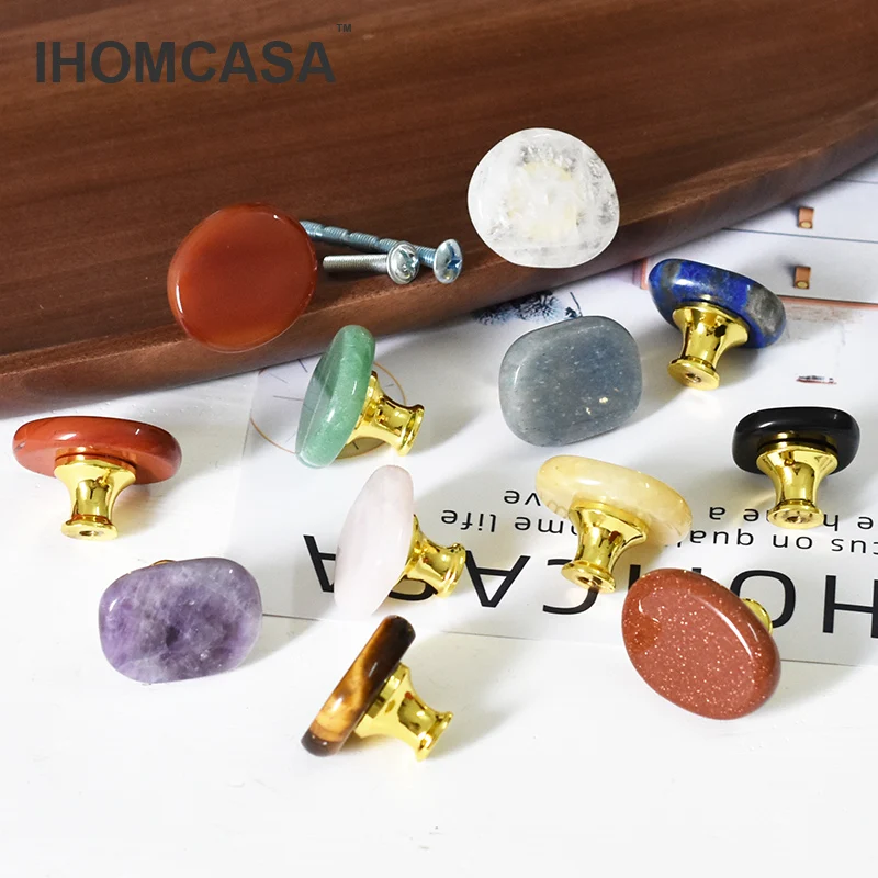IHOMCASA чакра рейки кристаллы ручка натуральный камень шкаф обувной дверной ящик