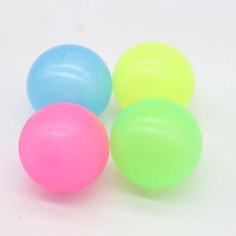 

4pcs Luminous Balls High Bounce Glowing Stress Ball Sticky Wall Home Decompression Toy Kids Gift Anxiety Toy Glow in the Dark