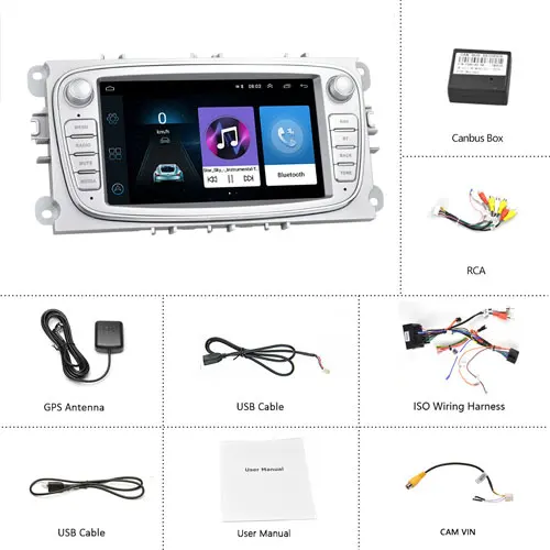 Without Camera Podofo 2 din Android 8,1 " HD Автомобильное Радио авторадио мультимедийный плеер gps Navi wifi MP5 2DIN Авто аудио стерео для Ford Focus - Цвет: Without Camera
