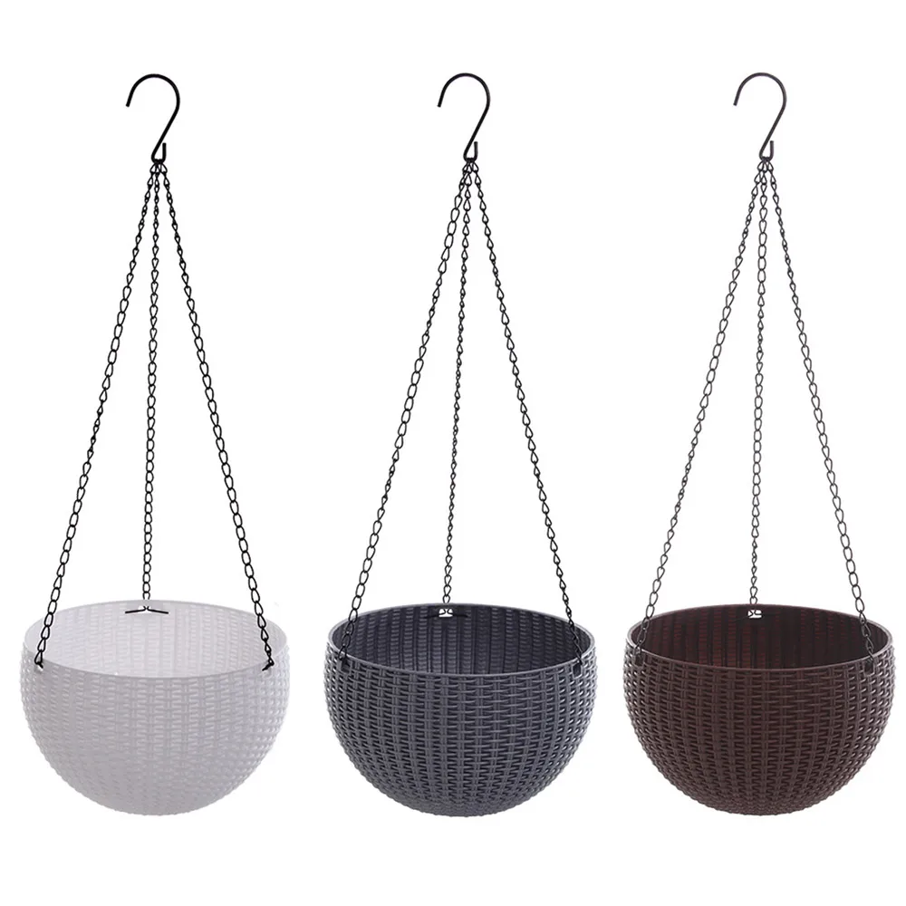 

3 Colours Garden Pot Chain Hanging Planters PP Basin Convenient Economic Hydroponic Plants Plant Grow Basin Hanging Plant