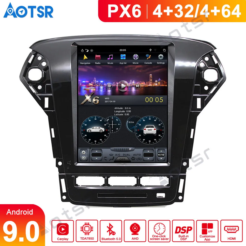 

10.4''Vertical screen Tesla Android 9.0 4GB RAM voice control Built-in CARPLAY Car Radio For Ford Mondeo MK4 2011 - 2013 GPS Nav