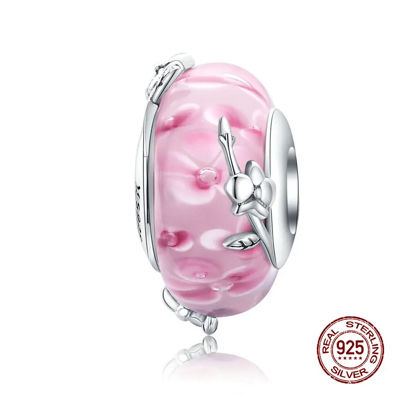 Подвеска из серебра 925 пробы с розовыми кристаллами | Украшения и аксессуары