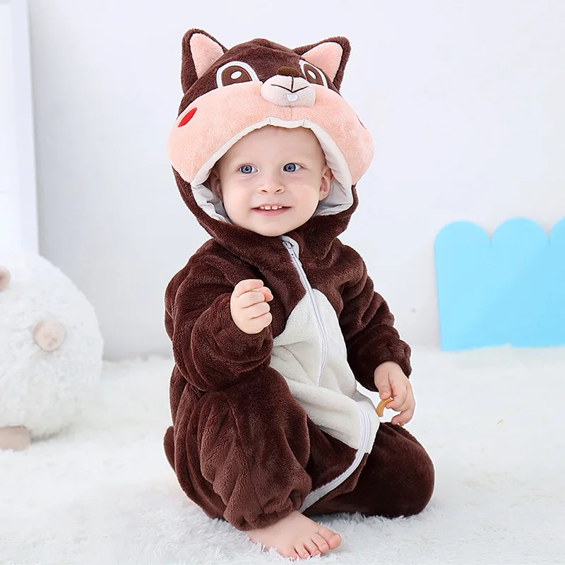 squirrel Детские комбинезоны; зимние пижамы для мальчиков и девочек; Одежда для новорожденных; kuguurumi; Детский комбинезон; Пижама с животными; комбинезон с пандой; ropa bebe; костюмы - Цвет: squirrel