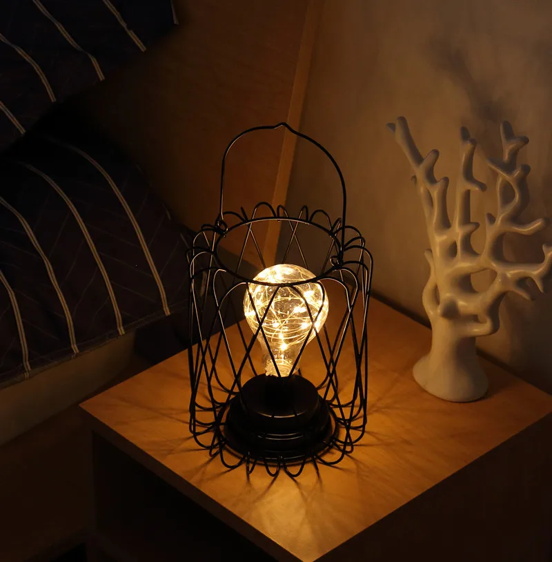 Night Light Iron Retro Table Lamp LED Bedside Lamp Art Modern Bedside Lamp Christmas Decoration Bedside Lamp Esk Lamp Bar Lamp enlarge