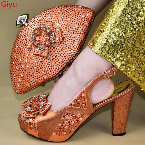 Doershow африканские туфли и сумки в комплекте с оранжевыми Лидер продаж Женская