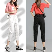 zoenova white black ladies capris denim pants 2021 summer korean fashion slim low waist womens jeans trend 3xl 4xl 5xl size